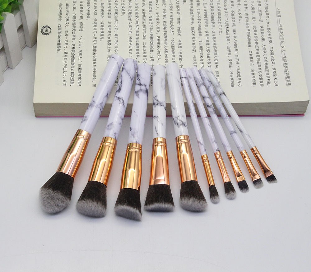 15 Marbled Design Makeup Brushes Set - OLADIPO MICHEAL