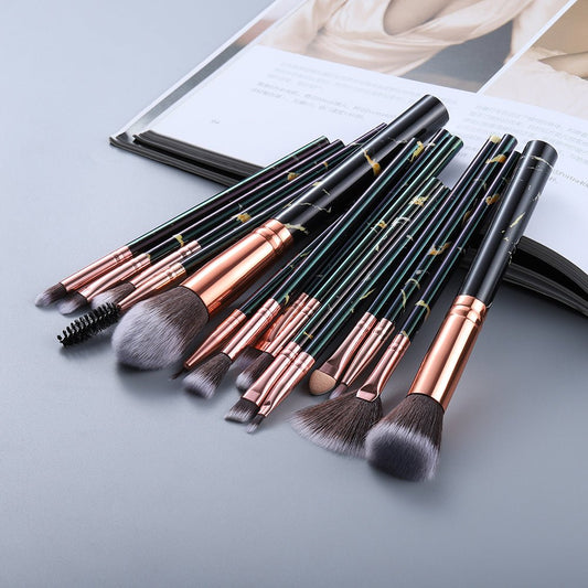 15 Marbled Design Makeup Brushes Set - OLADIPO MICHEAL