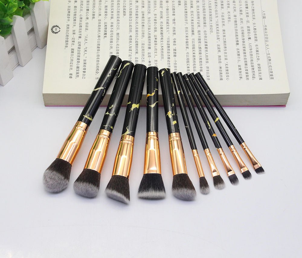 15 Marbled Design Makeup Brushes Set - OLADIPO MICHEAL