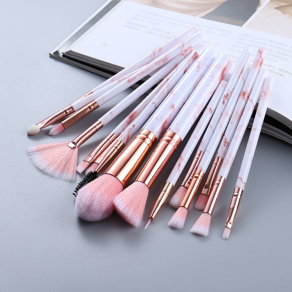 15 Marbled Design Makeup Brushes Set - OLADIPO MICHEAL