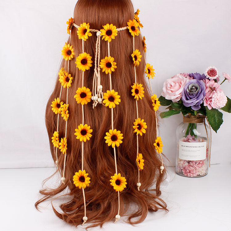 Headdress garland sun flower hair band flower daisy headband bohemian hair ring hair accessories